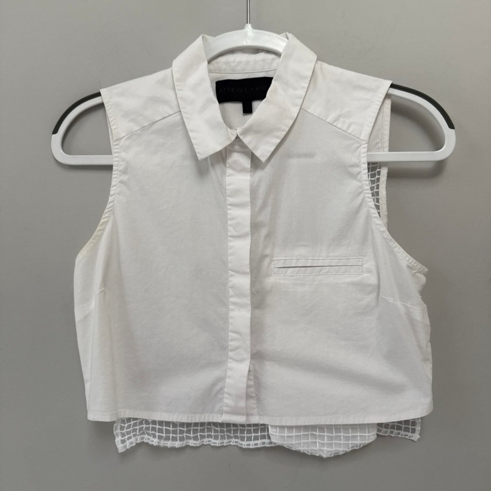 Kendall & Kylie White Collared Crop Top